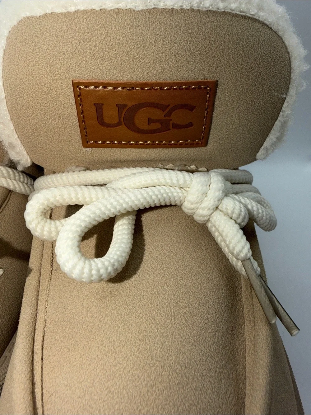 UGC Tan Suede Ankle Boot with Cream of Laces